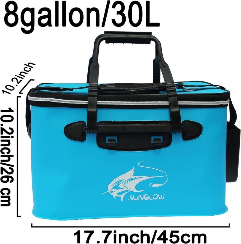 Grneric Fishing Bucket, 6Gallon/8Gallon/10Gallon Foldable Fish Bucket,Live Fish Container Multi-Functional Live Fish Bait Bucket,Outdoor Camping EVA Fishing Bag and Fish Protection Bucket - Image 2
